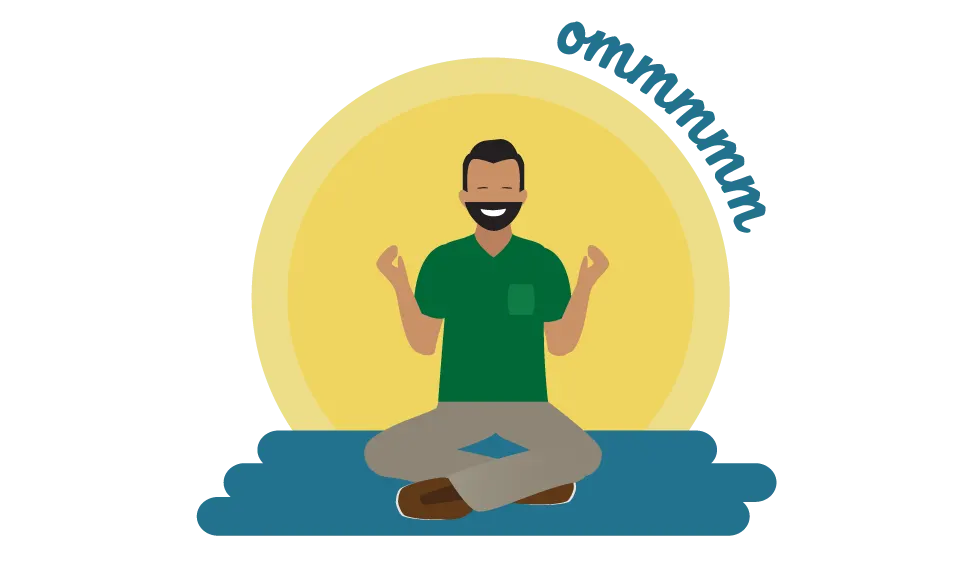 Image of a person meditating, making the sound, ommmmm.