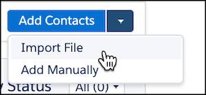 Import file being selected under add contacts.