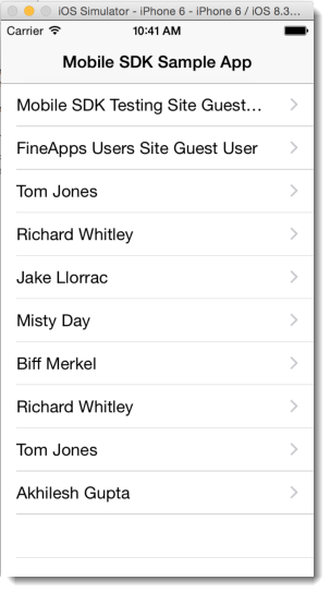 List of contacts