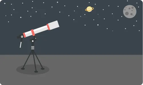 A telescope pointed toward the horizon