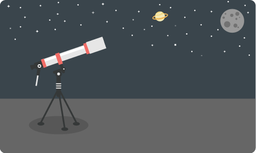 A telescope pointed toward the horizon