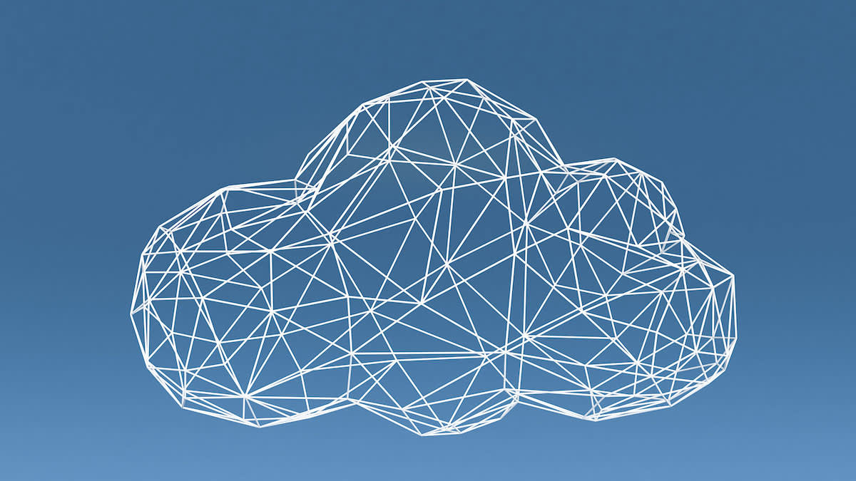 A cloud made up of interconnecting, matrixed lines.