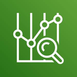 Icon for AWS Cost Explorer, showing graph and magnifying glass.