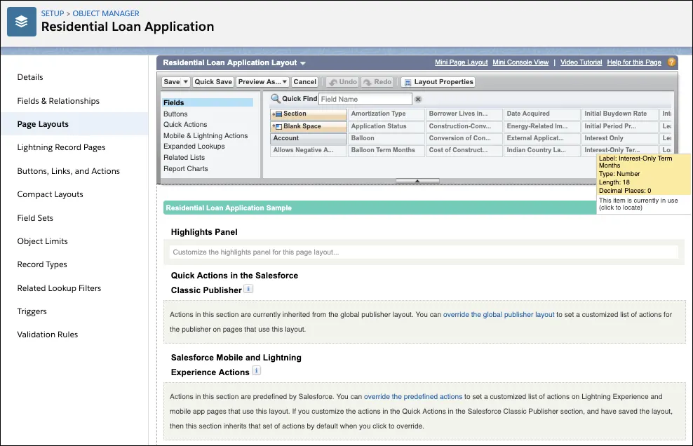 The Residential Loan Application layout page.