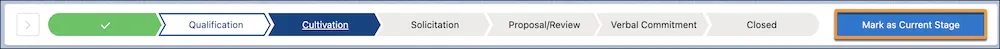 The Mark as Current Stage button
