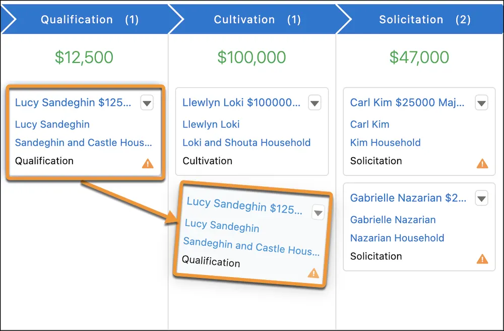 Moving a card between Kanban columns