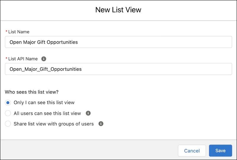 The New List View interface