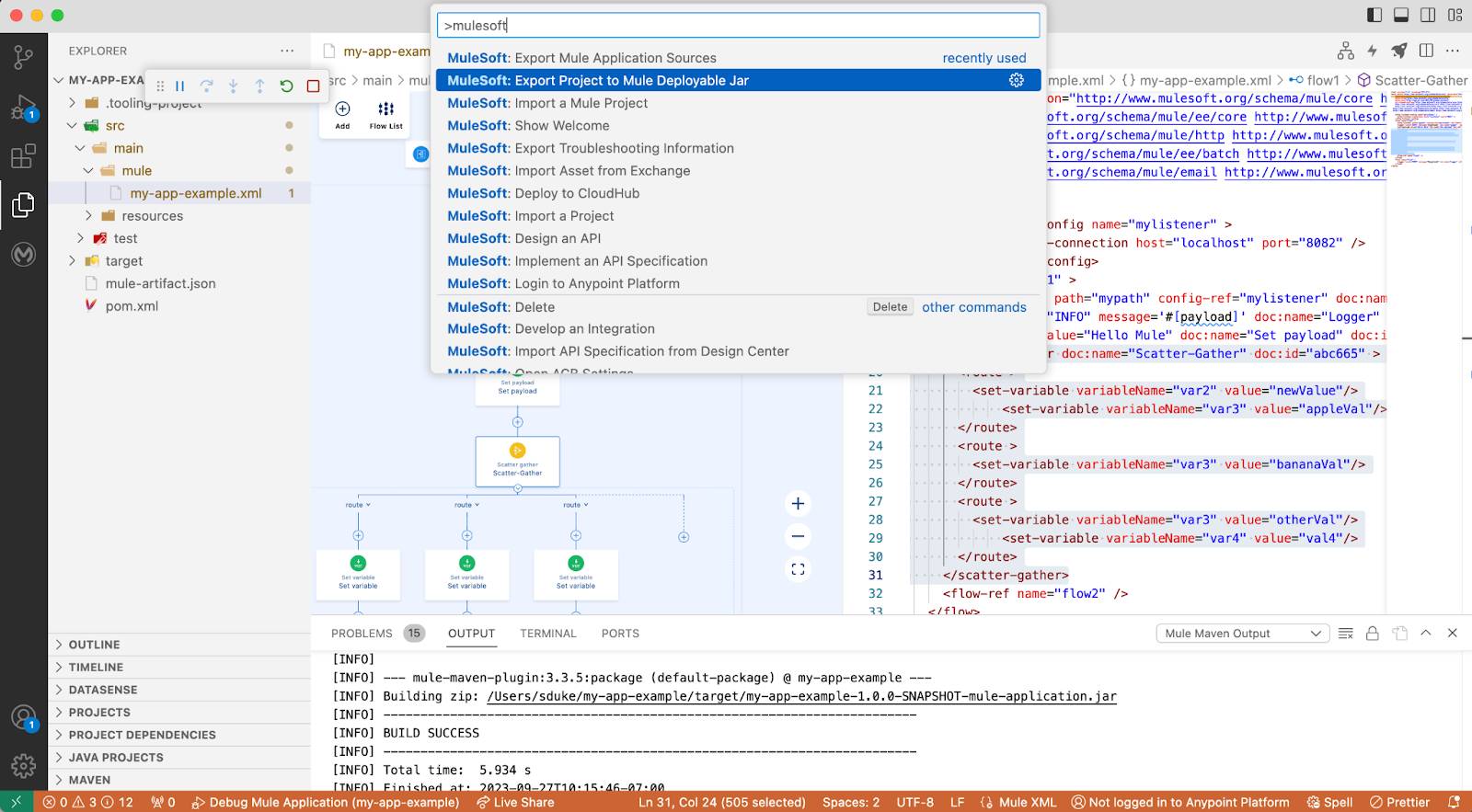 Command Palette in Anypoint Code Builder.