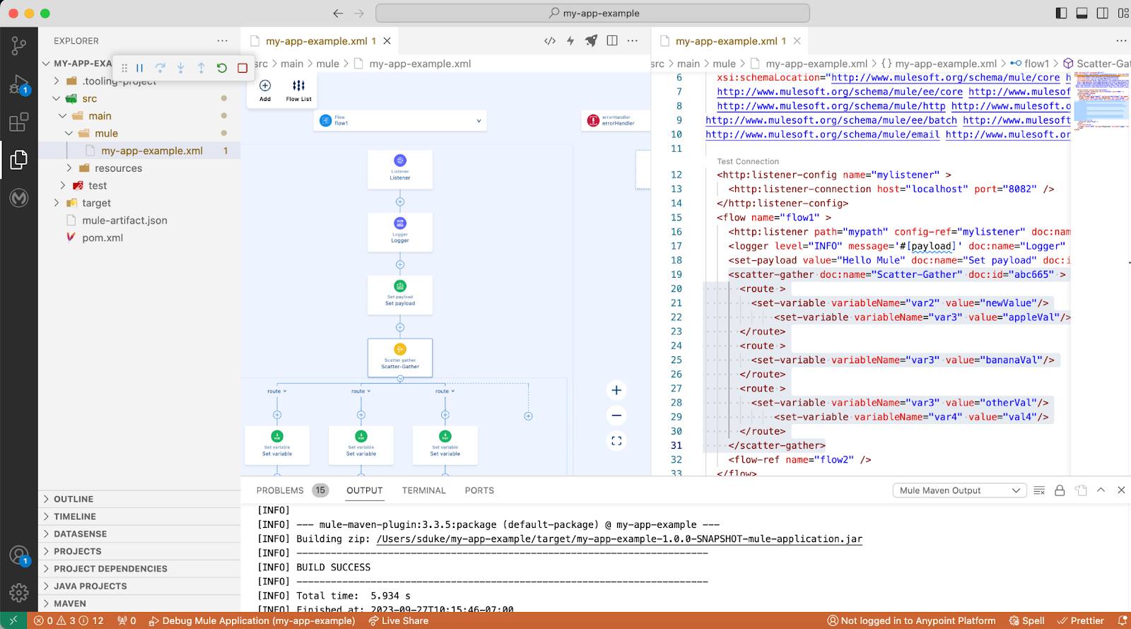 Graphical Canvas in Anypoint Code Builder.