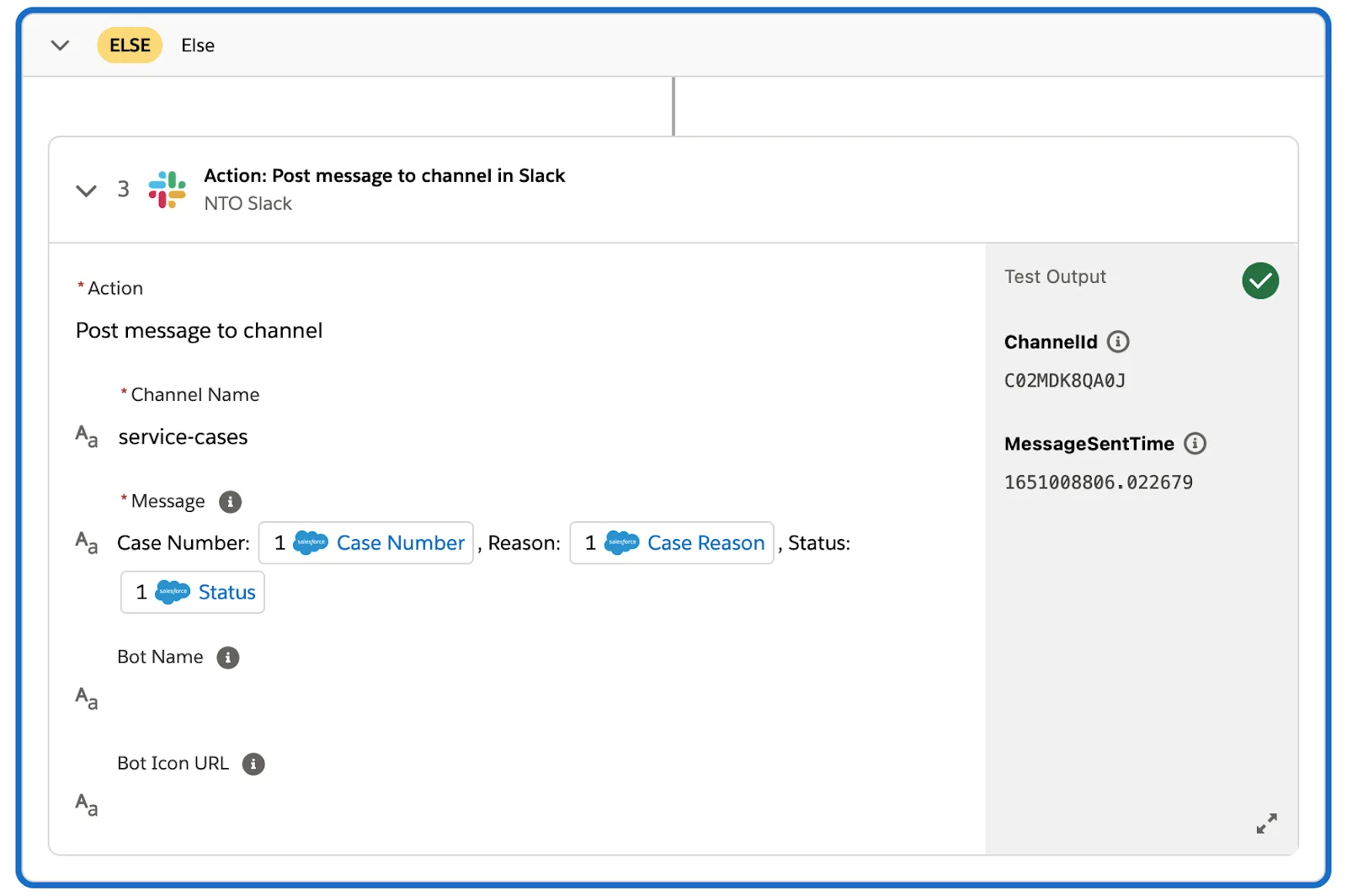 Tested flow showing Else branch and green check mark on step 3 in Else branch.