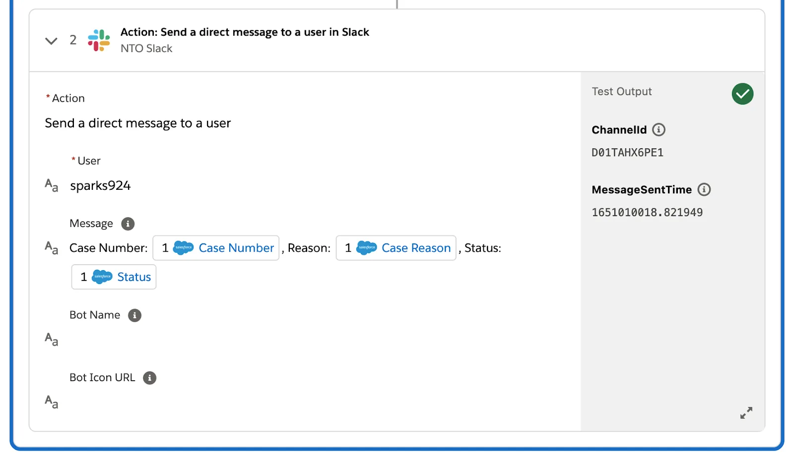 Tested flow showing green check mark on step 2 in If branch.