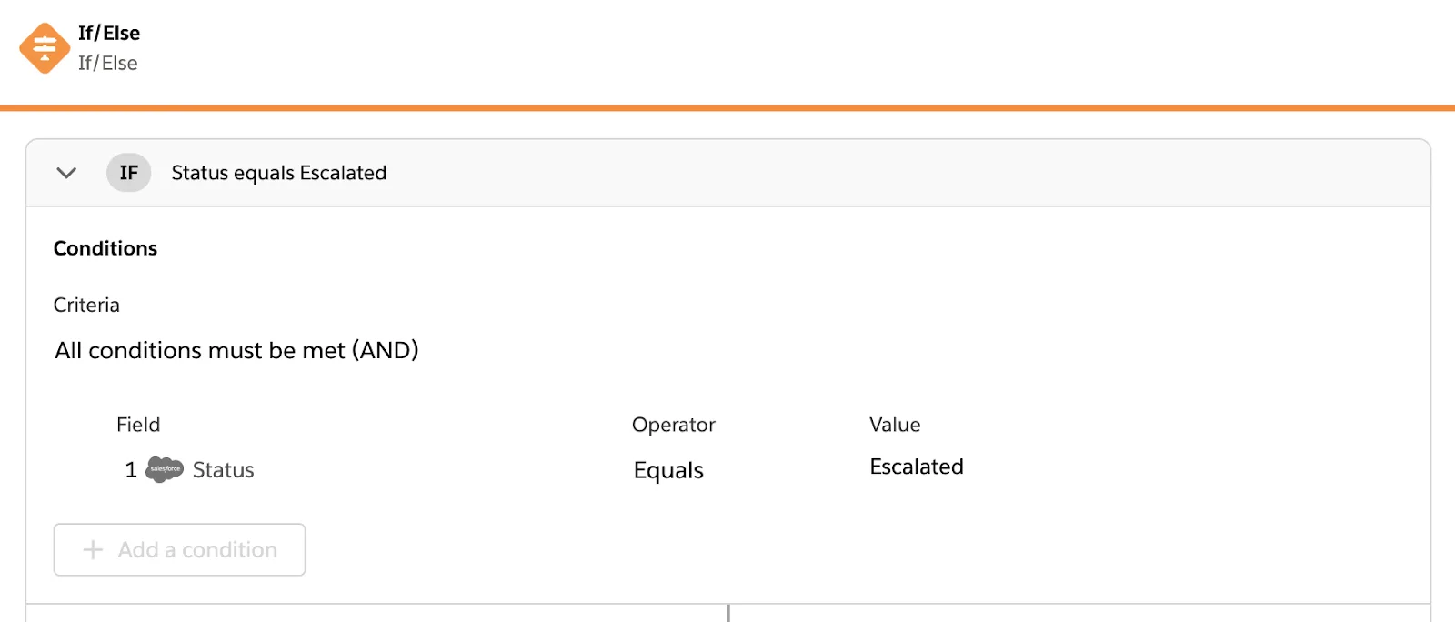 Tested flow showing If branch of If/Else block and no green check mark on step 2 in If branch.