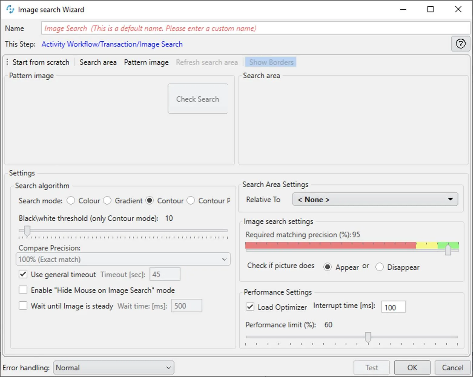 Configuration screen for an action step.