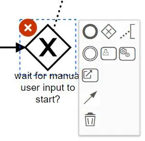 BPMN フローのコンテキストメニュー。