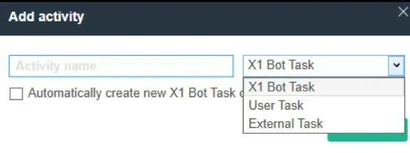 [Add activity (アクティビティを追加)] ダイアログボックス。