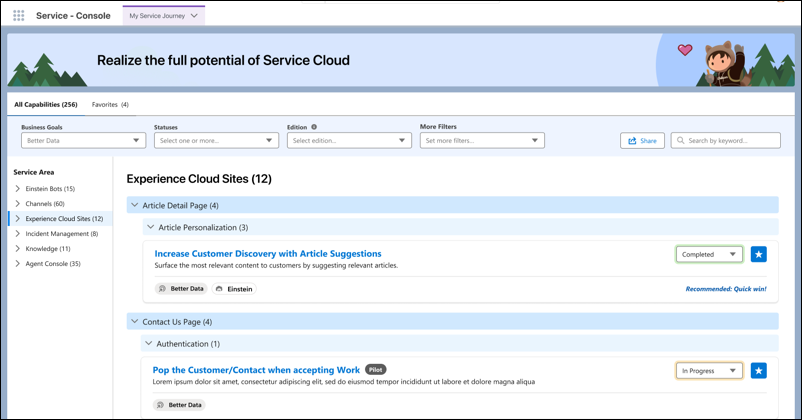 The My Service Journey home page.
