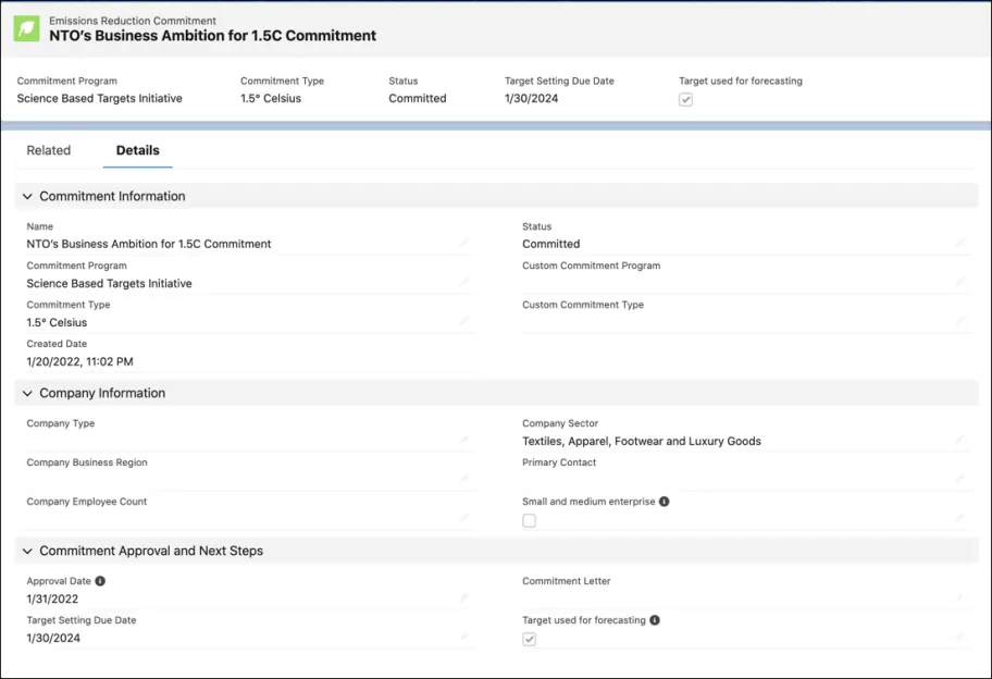 NTO’s emissions reduction commitment.