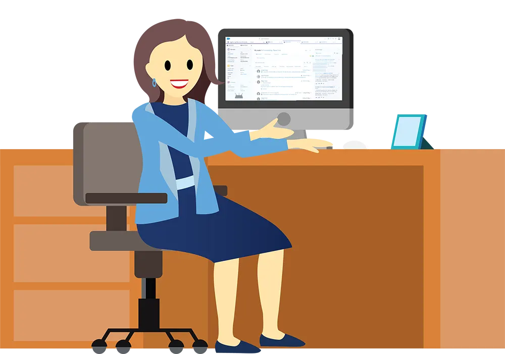 Sofia works in NPSP at her desk