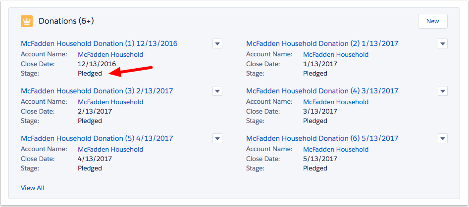 Posted recurring donation