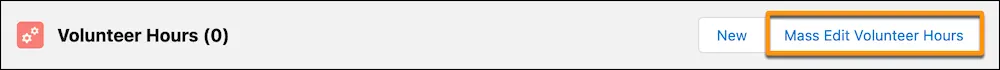 The Mass Edit Volunteer Hours button on the Volunteer Hours related list