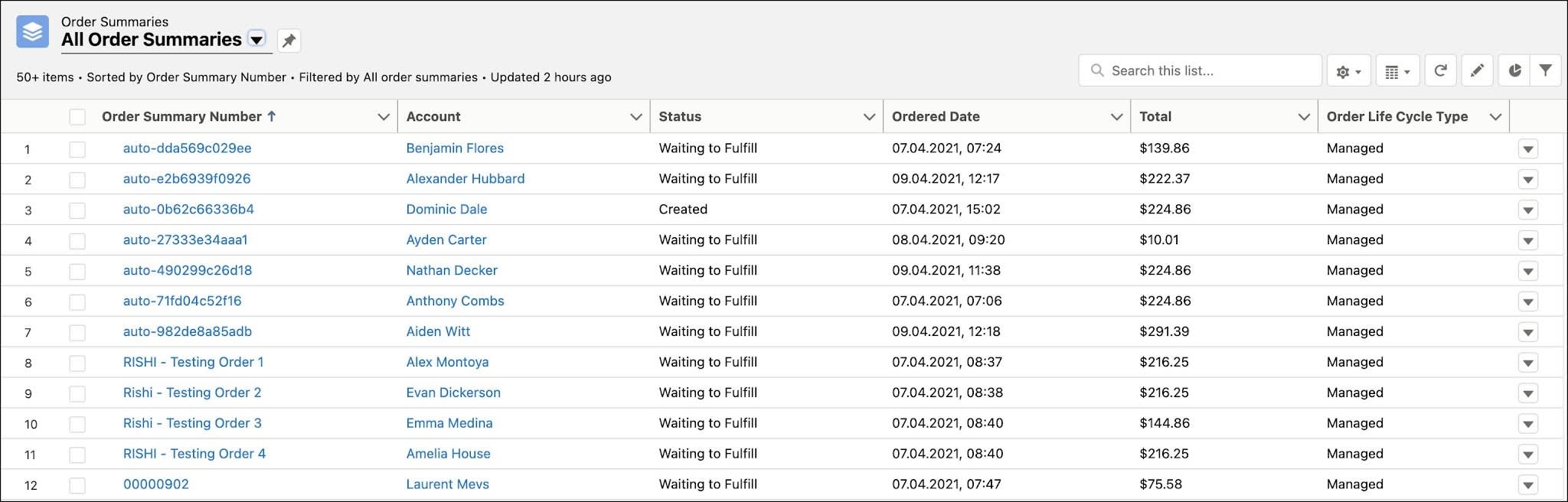 Order Summaries