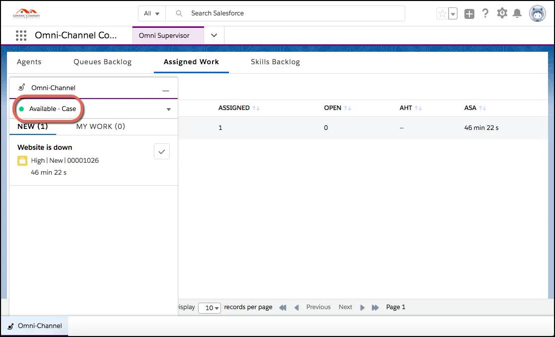 Set the presence status to Available using the Omni-Channel widget.