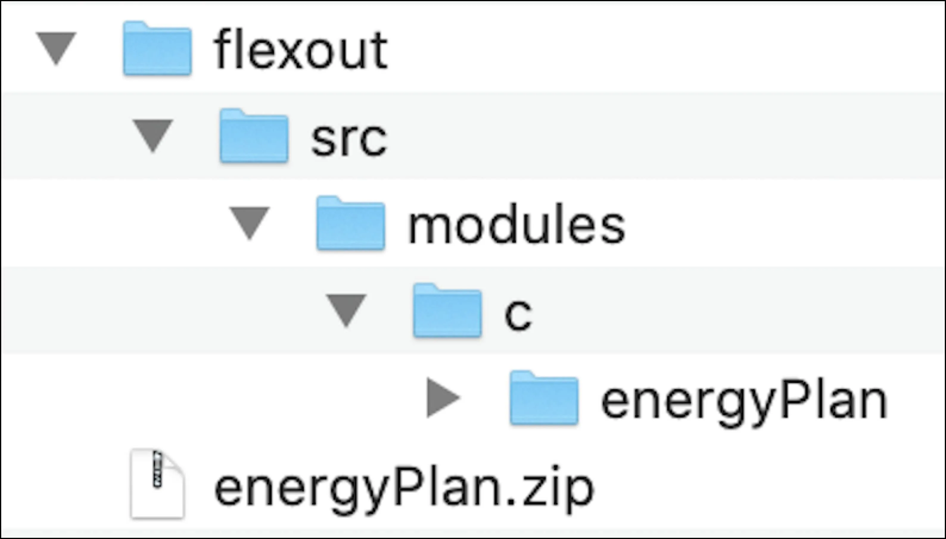 展開され、OmniOut アプリケーションにコピーされた FlexCard フォルダー