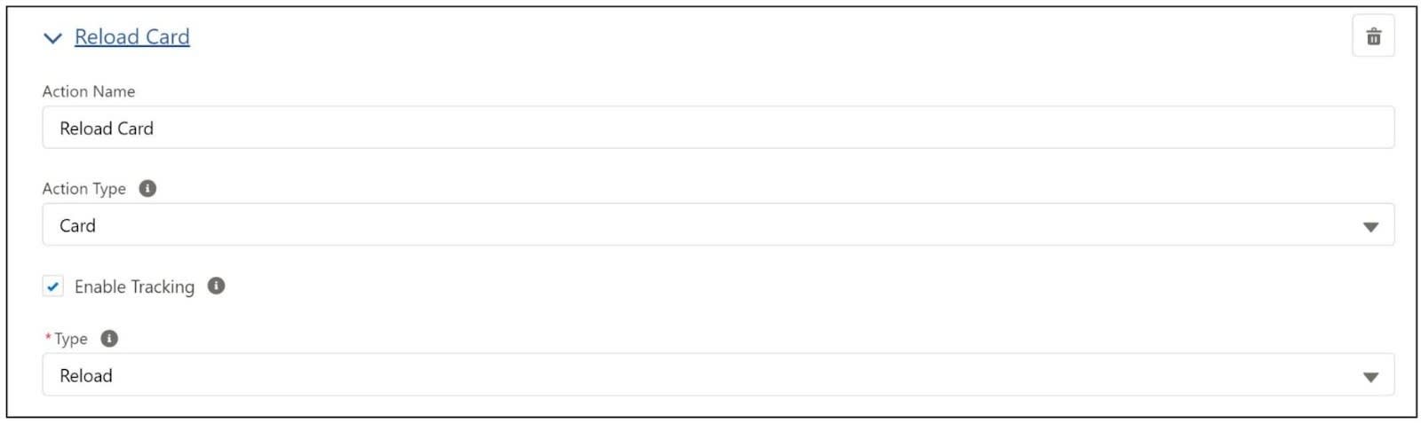 Event Listener Properties for the Reload type