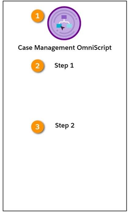 The Case Management OmniScript is a two-step OmniScript.