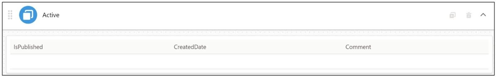 The CaseCommentDataTable FlexCard contains a Datatable element.