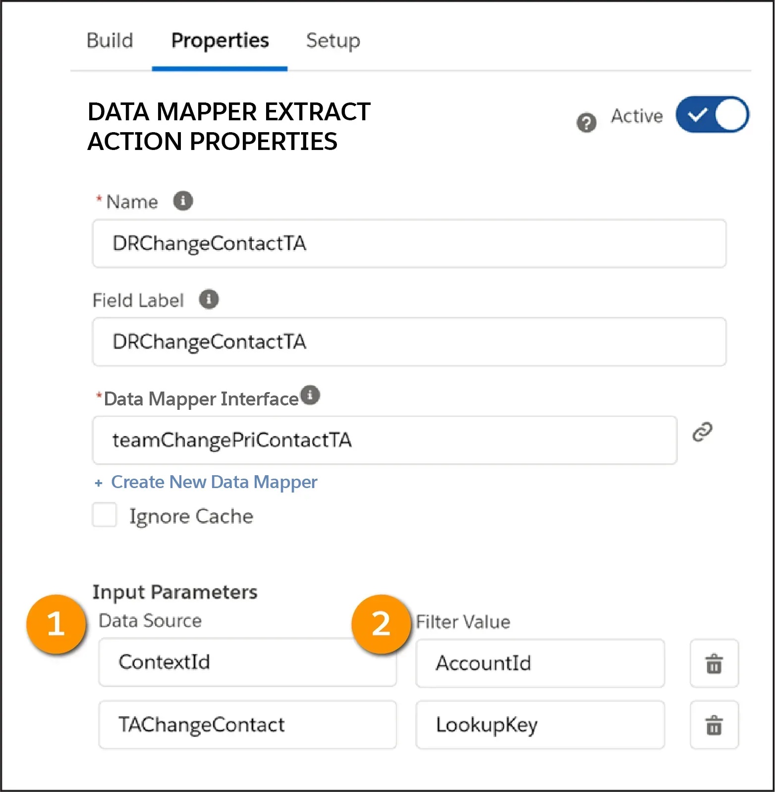 Data Mapper Extract Action with Input Parameters