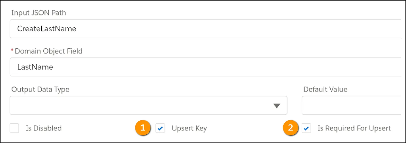 Upsert Key and Is Required for Upsert Settings in a Fields mapping