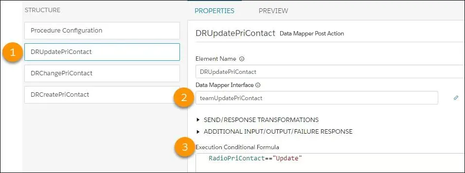 Conditional formula for DRUpdatePriContact