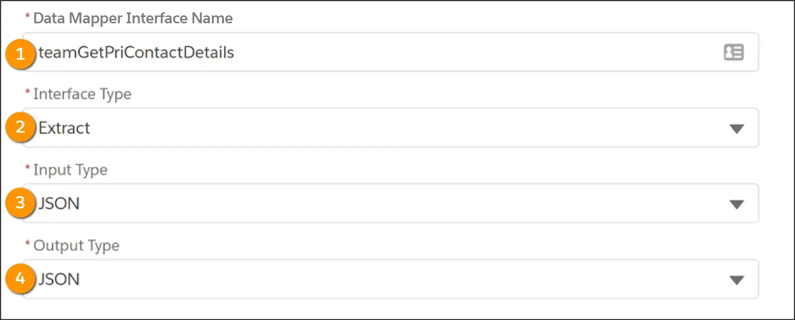 Settings for creating a Data Mapper Extract