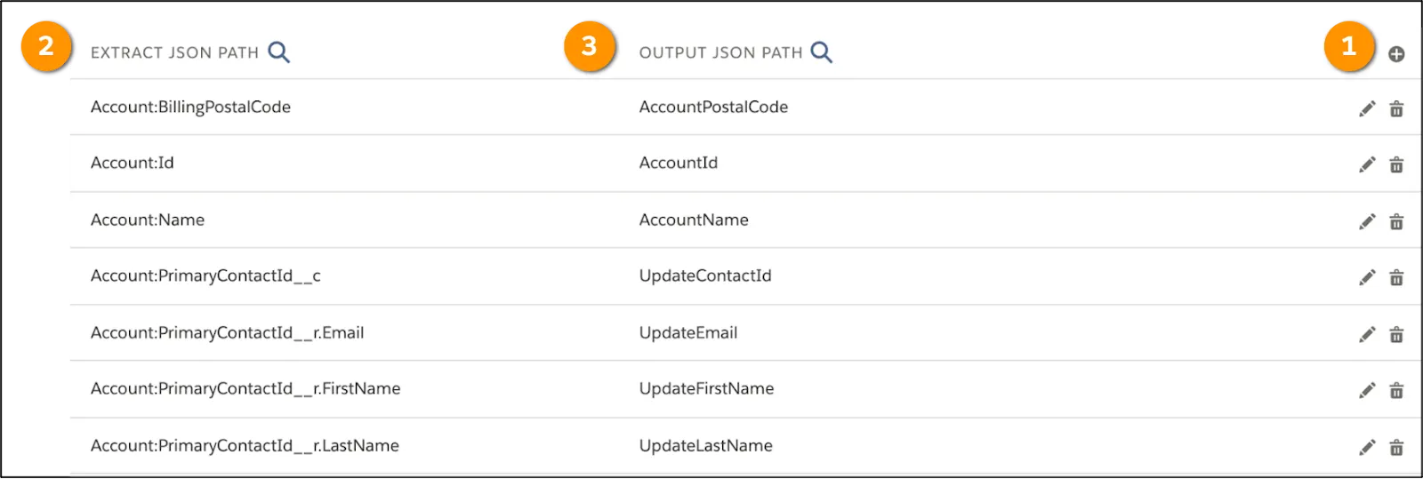 Map data from the Extract JSON to the Output JSON in the Output tab