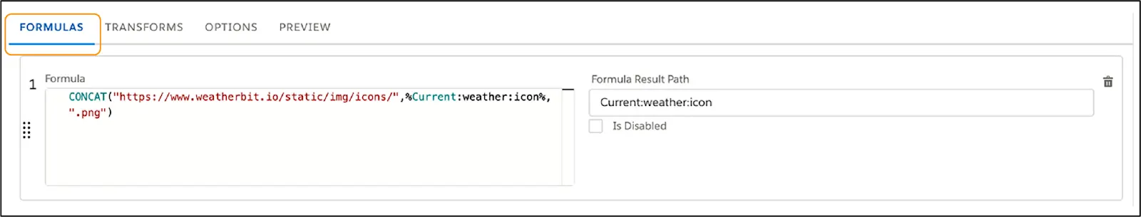 The Formulas tab