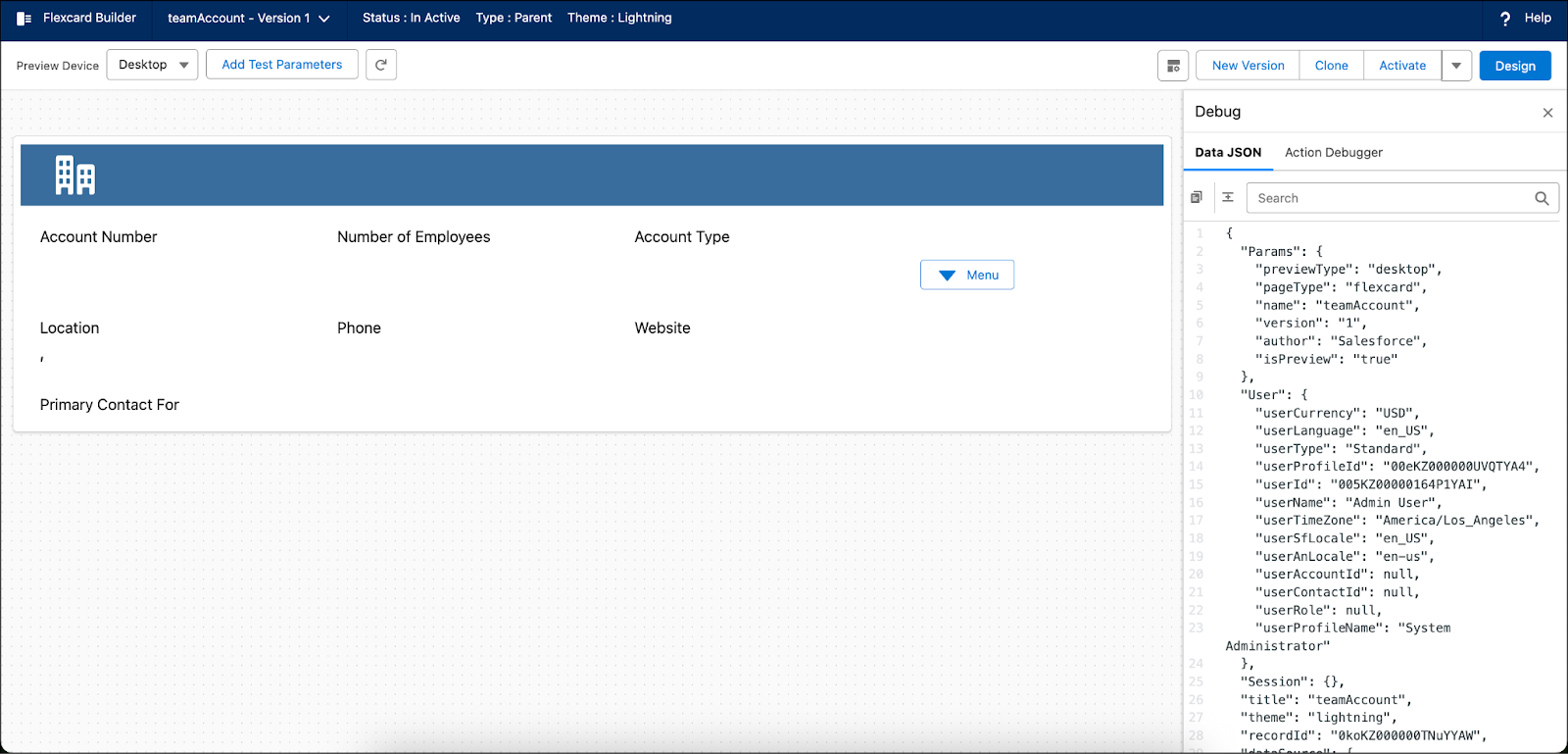 The Omniscript Designer interface showing the Elements and Setup panels.
