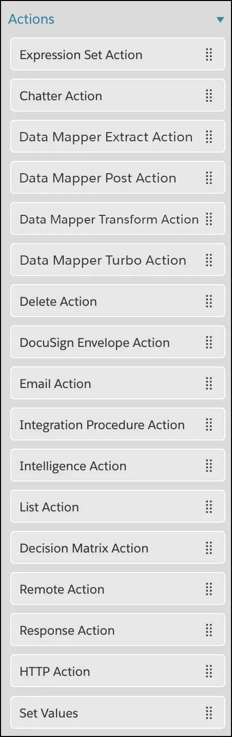 Integration Procedure Action elements