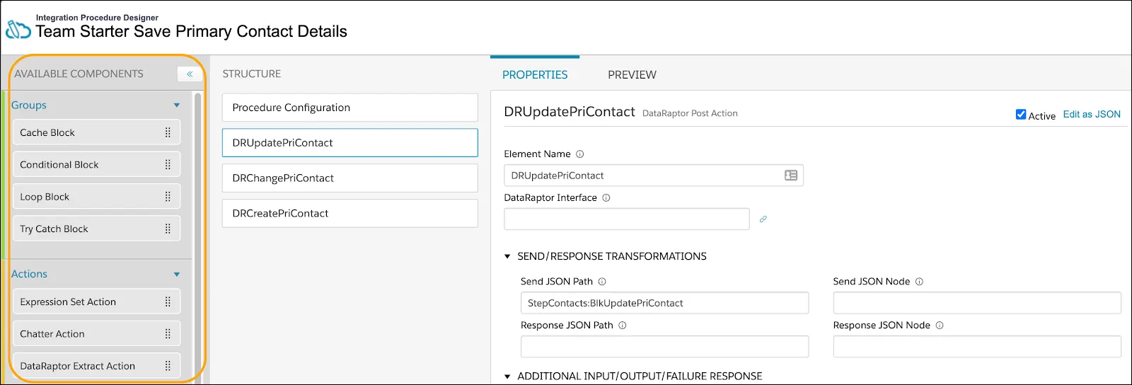 The Available Components panel