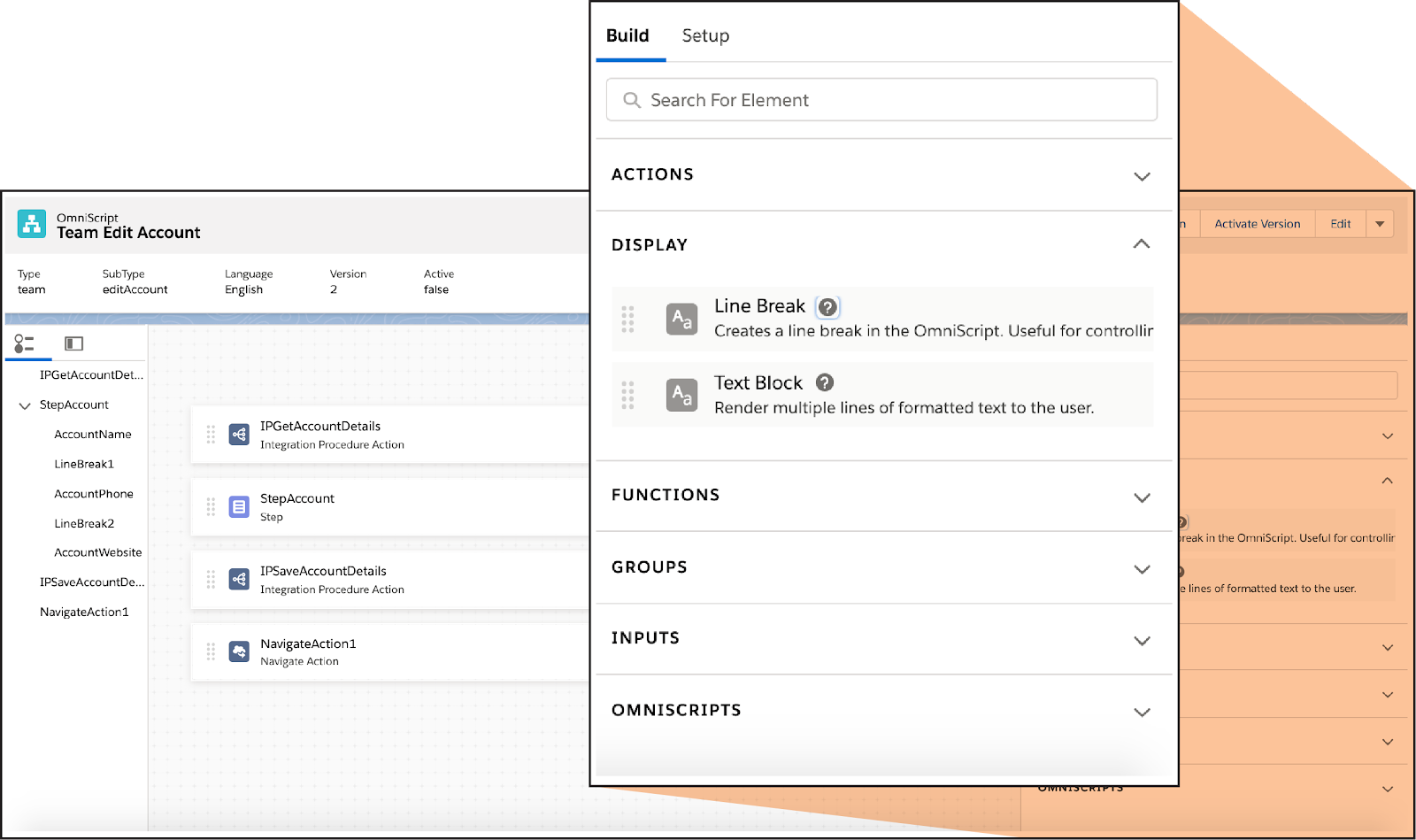 OmniScript elements grouped by type