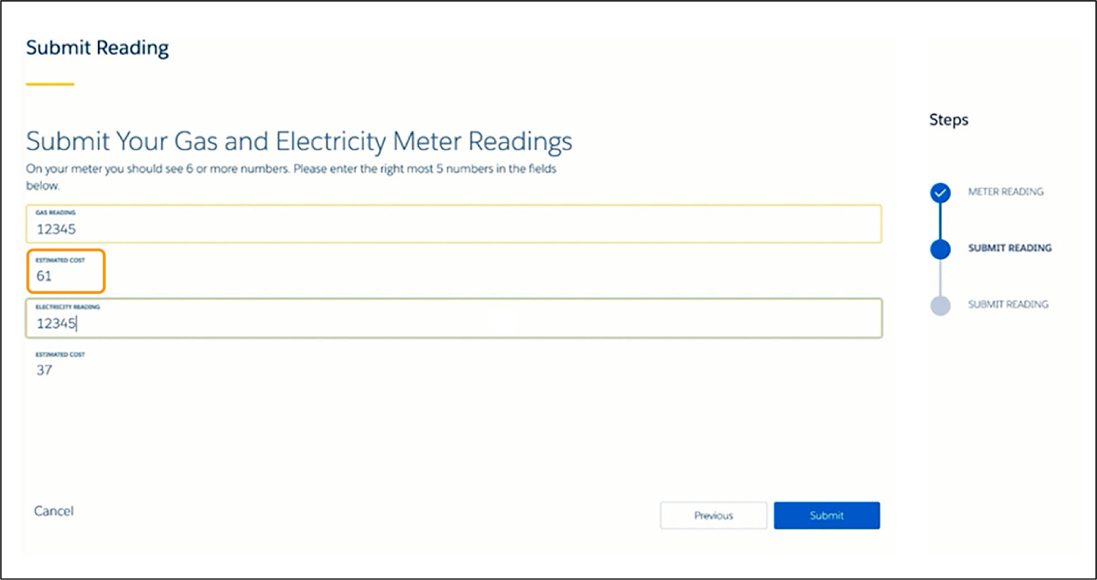 Approximate usage charges