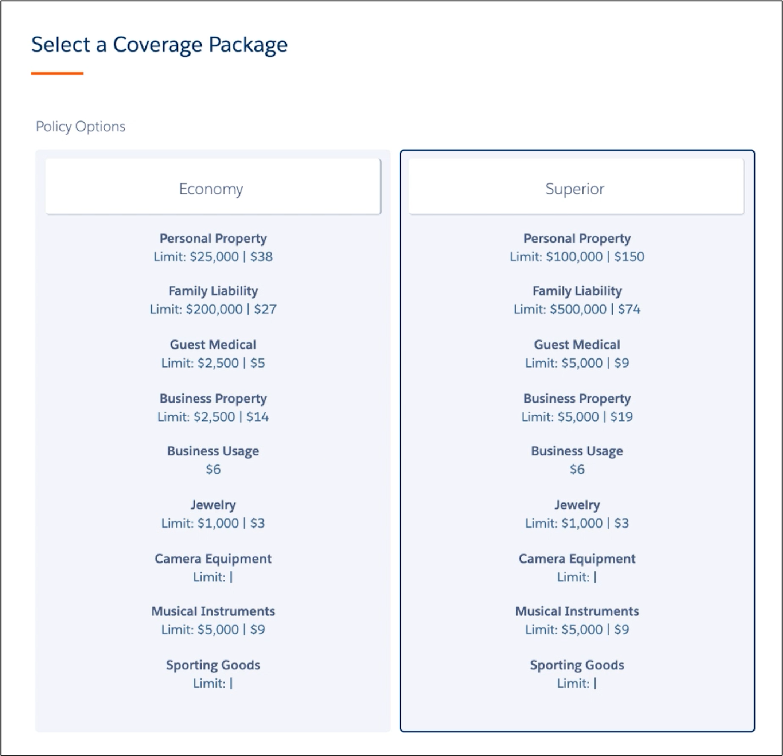 Two options for insurance policies