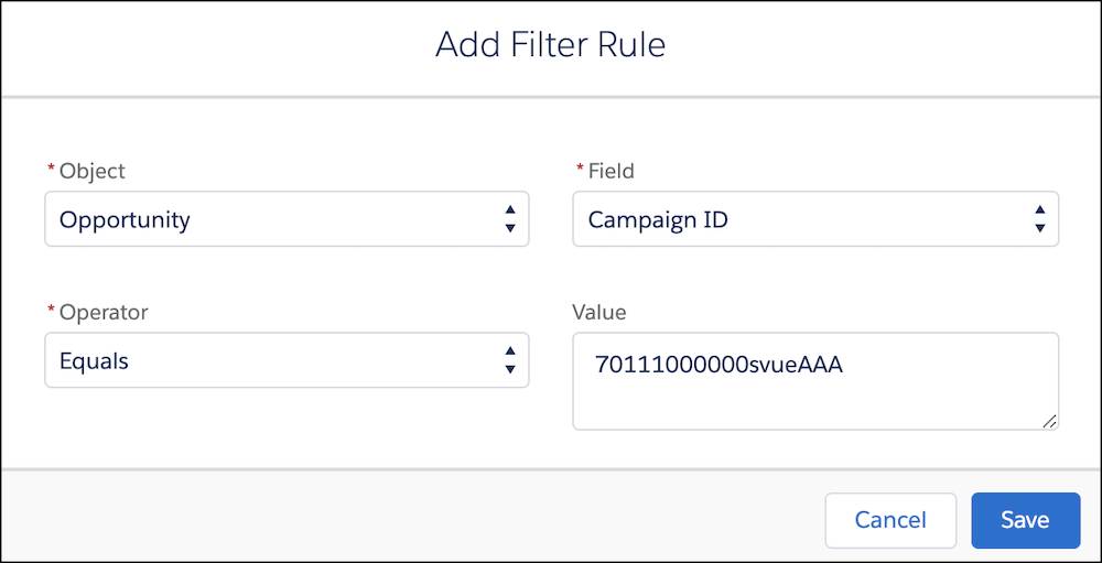 Filter rules in the customizable rollups settings
