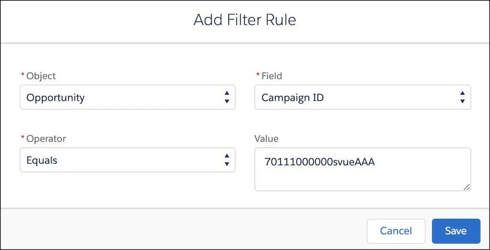 Filter rules in the customizable rollups settings