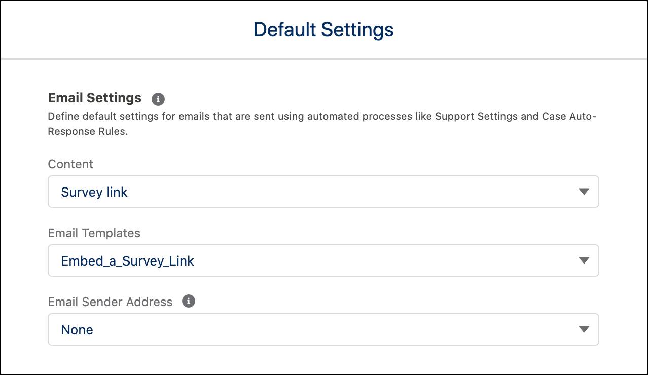 The Default Settings window showing the settings.