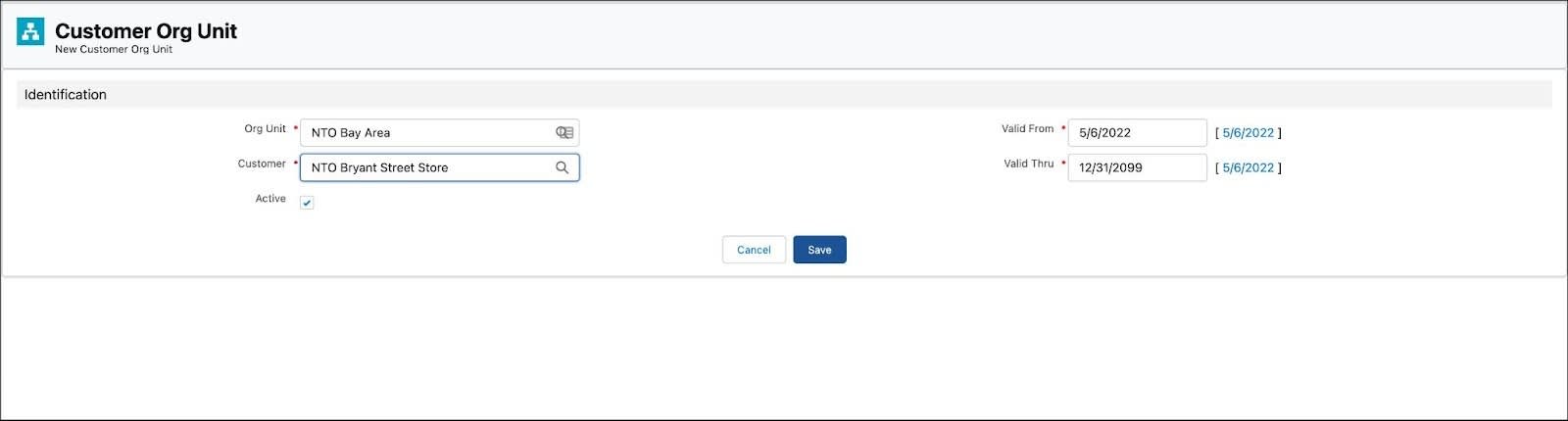 The Customer Org Unit page showing the options to add a customer to an org unit.