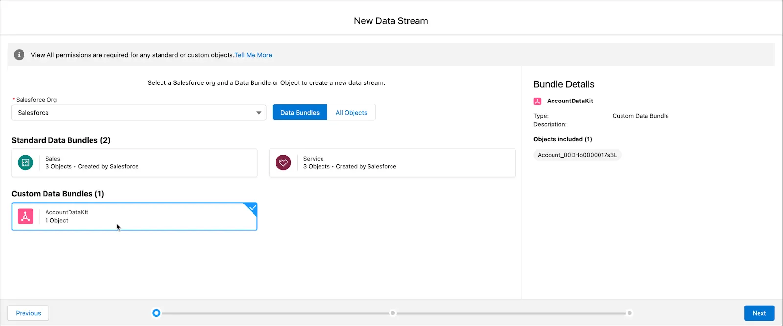 Create new data strem from data bundle