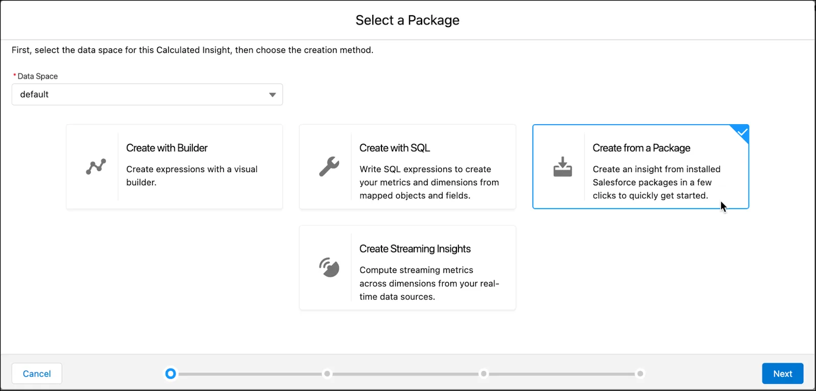 Select Create from a package.