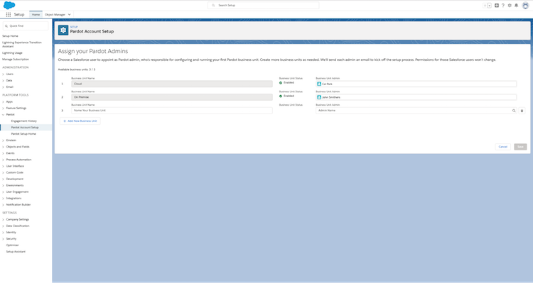 Assigning a Salesforce user as a Pardot admin