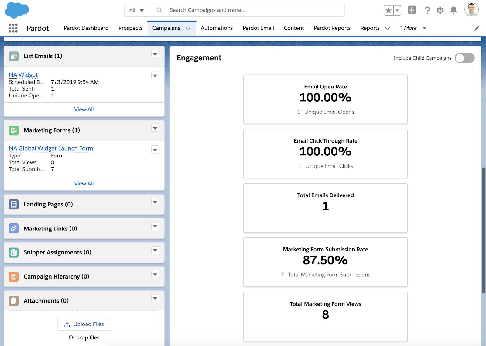 On Leads, Contacts, Campaigns, and Reports pages, switching business units affects only the Pardot Visualforce pages and Lightning Actions and components on those pages.